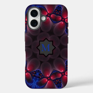 Cool Purple Digital Fractal Art Monogram iPhone 16 Case