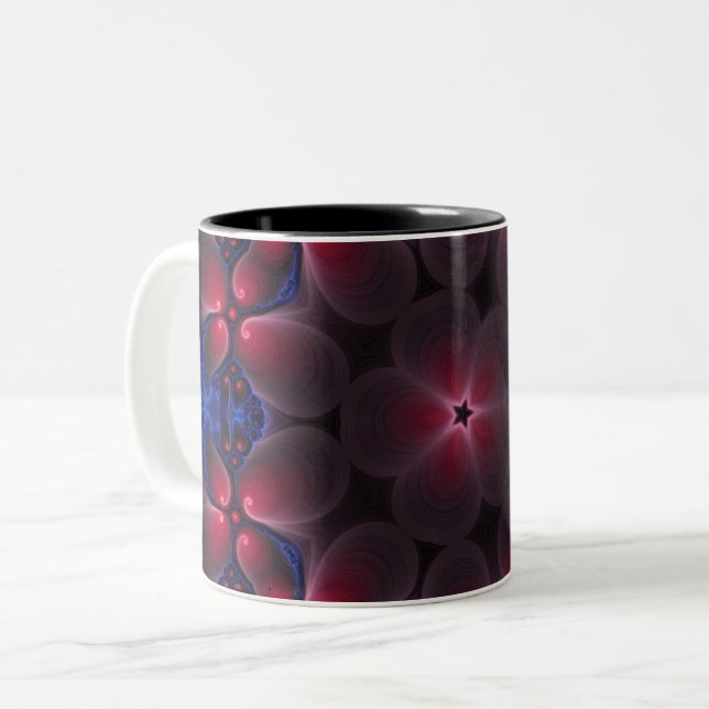 Cool Purple Digital Fractal Art Two-Tone Coffee Mug (Front Left)