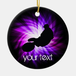 Cool Purple Dirt Bike Ceramic Ornament