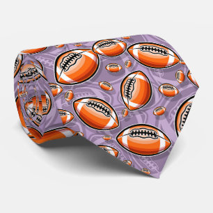cool purple football sports pattern tie