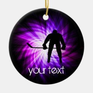 Cool Purple Hockey Ceramic Ornament