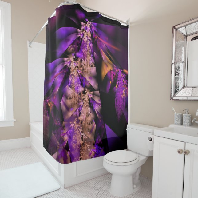 Cool purple leaves, fractal  shower curtain (In Situ)