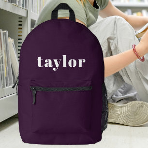 Cool Purple Modern Minimalist Trendy Personalised Printed Backpack