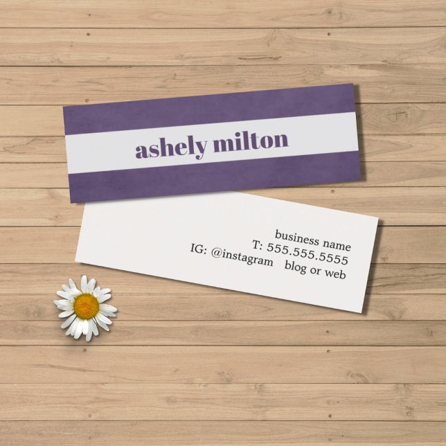 Cool Purple Old White Stripe Beauty Fashion Mini Business Card (Creator Uploaded)