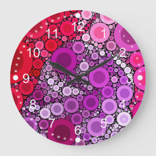 Cool Purple Pink Concentric Circles Girly Pattern Large Clock