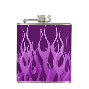 Cool Purple Racing Flames Design Hip Flask