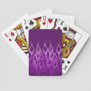 Cool Purple Racing Flames Design Playing Cards