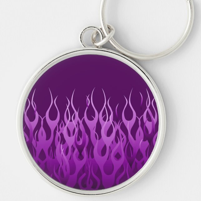 Cool Purple Racing Flames Graphic Key Ring (Front)
