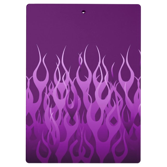 Cool Purple Racing Flames Pin Stripes Clipboard (Back)