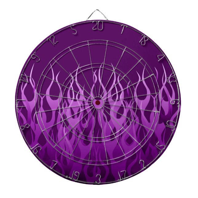 Cool Purple Racing Flames Pin Stripes Dartboard (Front)