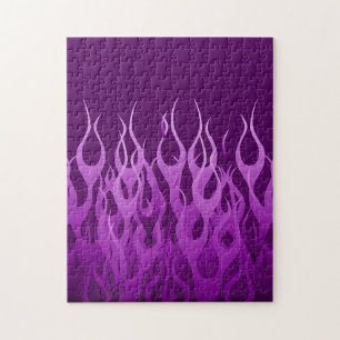 Cool Purple Racing Flames Pin Stripes Jigsaw Puzzle
