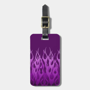 Cool Purple Racing Flames Pin Stripes Luggage Tag