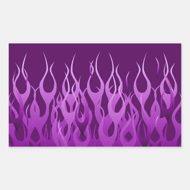 Cool Purple Racing Flames Pin Stripes Rectangular Sticker (Front)