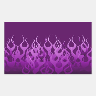 Cool Purple Racing Flames Pin Stripes Rectangular Sticker