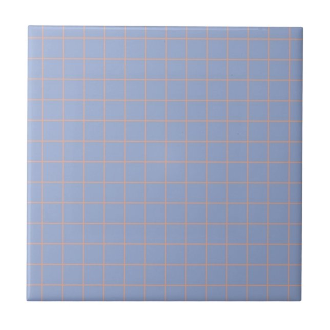 Cool Purple & Soft Pink Chequered Retro Minimalist Ceramic Tile (Front)