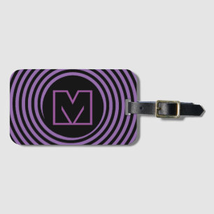 Cool Purple Spiral Vortex Monogram Luggage Tag