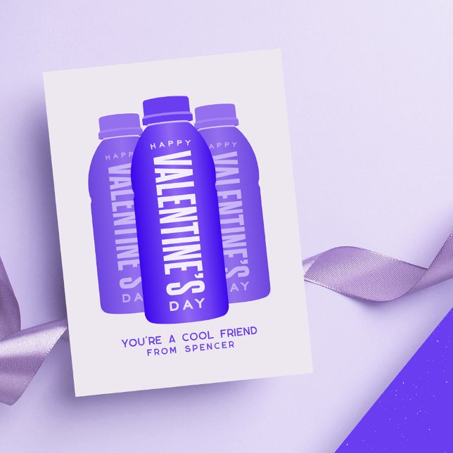 Cool purple sports drink fun classroom Valentine Card (Creator Uploaded)