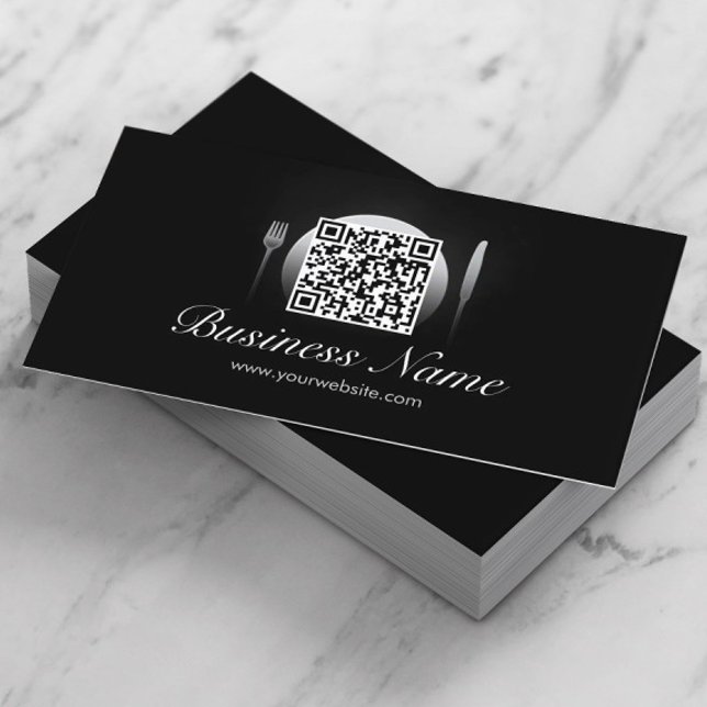 Cool QR Code Catering/Restaurant Business Card (Creator Uploaded)