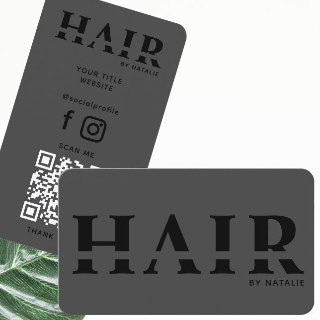 Cool QR Code Hairstylist Cosmetology Professional Business Card (Creator Uploaded)