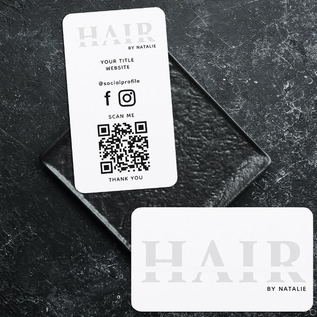Cool QR Code Hairstylist Cosmetology Professional Business Card (Creator Uploaded)