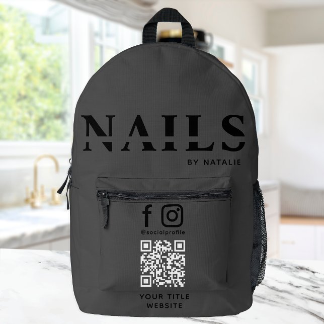 Cool QR Code Nail Salon Artist Technician Custom Printed Backpack (Creator Uploaded)