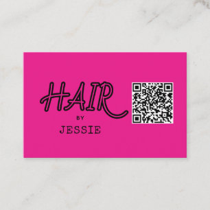 Cool QR Code Pink Hair Stylist Business Card