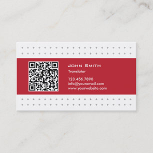 Cool QR Code Red Label Translator Business Card
