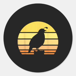 Cool Quail Art Men Women Bird Hunter Quail Upland  Classic Round Sticker