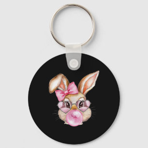 Cool Rabbit Easter Bunny With Chewing Gum Pink Sun Key Ring