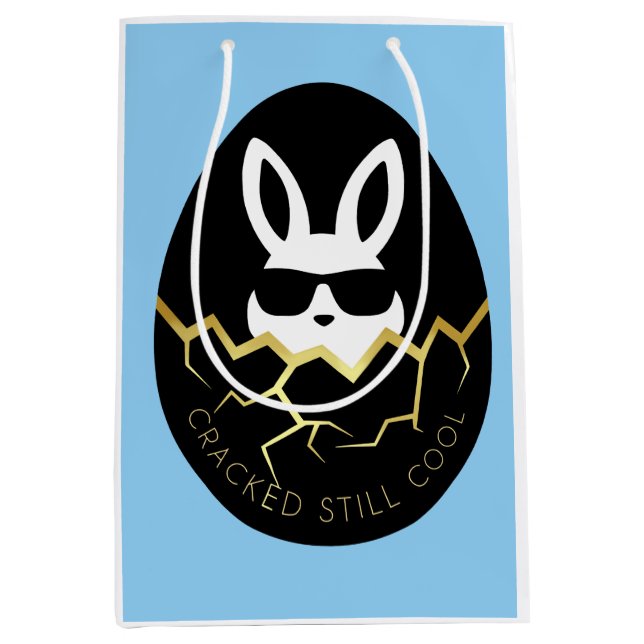 Cool Rabbit Sunglasses Funny Bunny Quote “Cracked  Medium Gift Bag (Front)