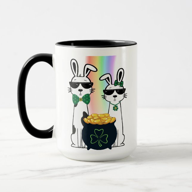 Cool Rabbits and Pot of Gold Mug (Left)