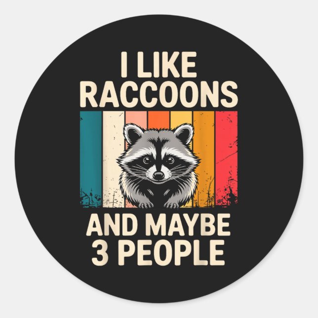 Cool Raccoon Design For Men Women Kids Racoon Racc Classic Round Sticker (Front)