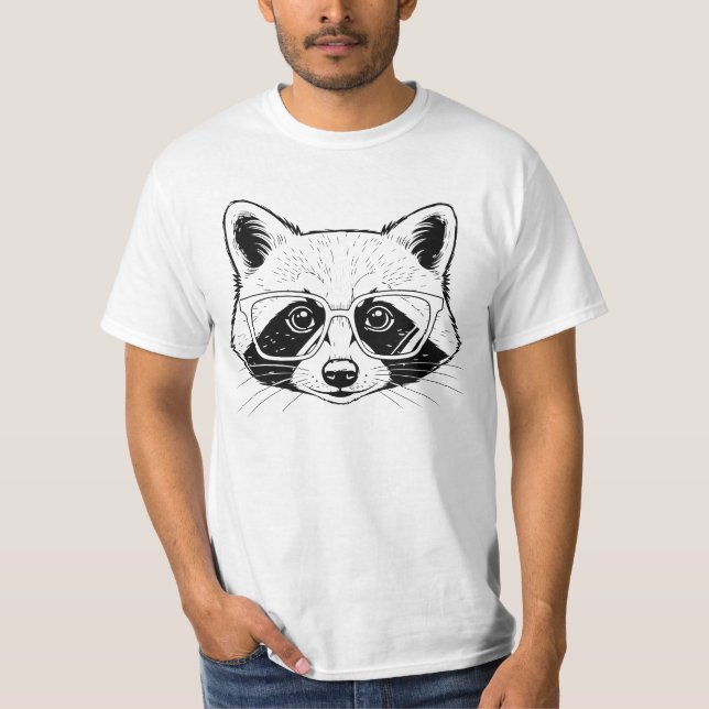 Cool Raccoon with Glasses T-Shirt (Front)