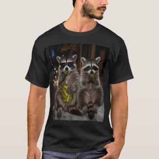 Cool Raccoons Eating Pickles Funny Animal T-Shirt