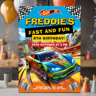 Cool Race Car Birthday Party Invitation