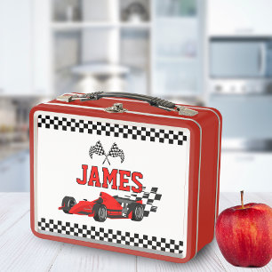 Cool Race Car Boy Custom Name Personalised Metal Lunch Box