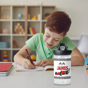 Cool Race Car Boy Custom Name Personalized Water Bottle