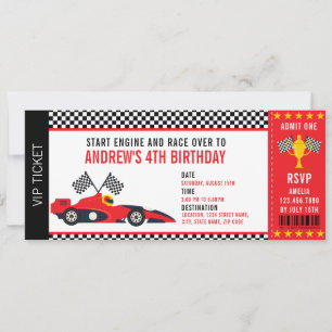 Cool Race Car Racing Party Ticket Boy Birthday Invitation