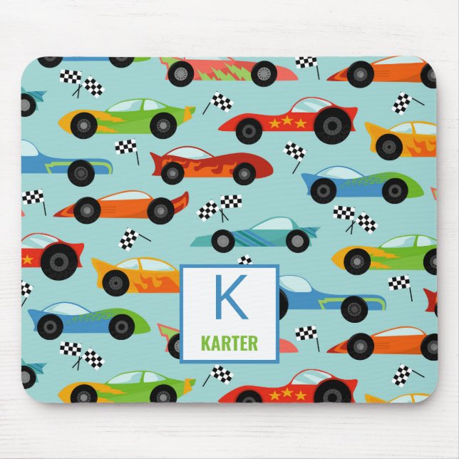 Cool Race Cars Personalised Kids Mouse Pad (Front)