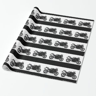 COOL RACING SPORTS BLACK MOTORCYCLE 297090  motorb Wrapping Paper
