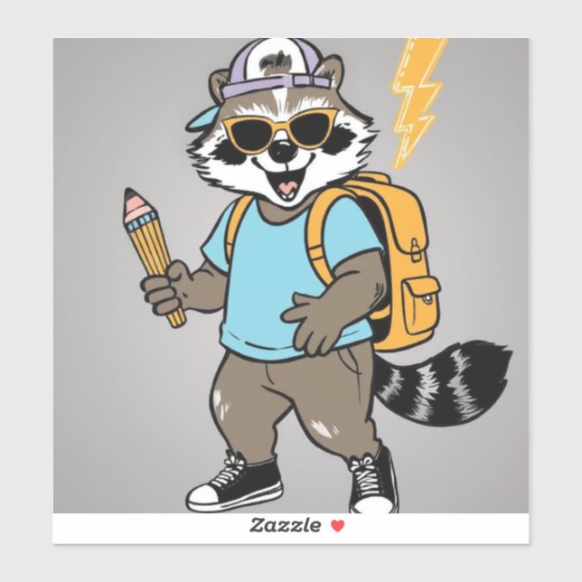 Cool Racoon Back to School Large Size (Sheet)