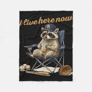 Cool racoon coffee ballfield baseball field live fleece blanket