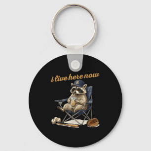 Cool racoon coffee ballfield baseball field live key ring