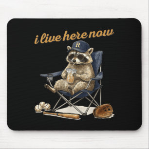 Cool racoon coffee ballfield baseball field live mouse pad
