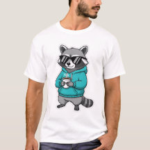 Cool Racoon Coffee T-Shirt - Funny Animal Lover G