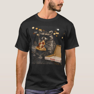 Cool Racoon Eating Pizza Funny Animal T-Shirt