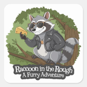 Cool Racoon in the Rough. Revisited Square Sticker