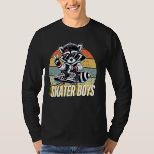 Cool Racoon Skater Boys Skateboarding Sunset Vint T-Shirt