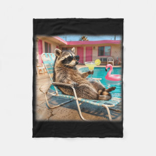 Cool racoon sunglasses margarita summer vacation fleece blanket