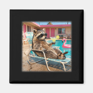Cool racoon sunglasses margarita summer vacation magnet